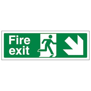 Fire Exit Arrow Down Right Sign